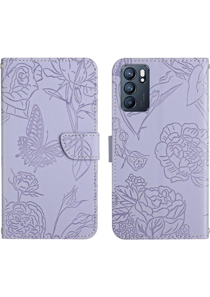 Bdt Shop Oppo Case 6 5g Için Pu Deri Kapak Çevirin Çiçekler ve Kelebekler (Yurt Dışından)