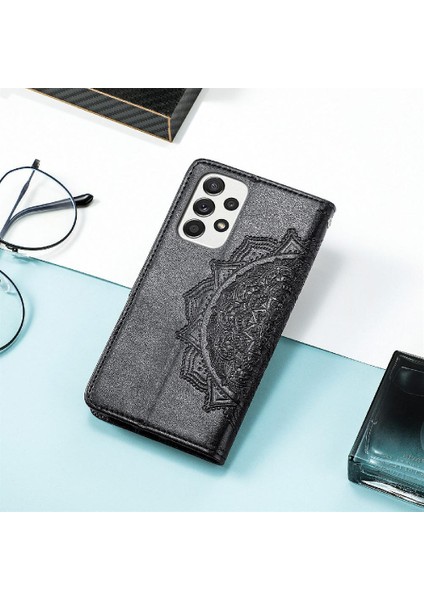 Samsung A73 5g Zarif Desen Darbeye Deri Kılıf Basit (Yurt Dışından)