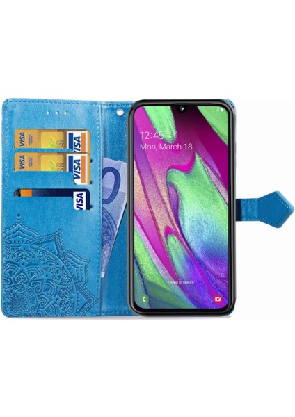 Samsung A40 Flip Kapak Zarif Desen Basit Iş Deri (Yurt Dışından) modelleri