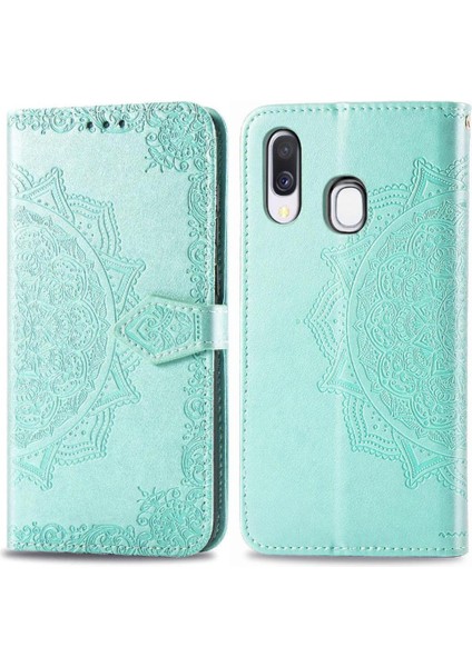 Samsung A40 Flip Kapak Zarif Desen Basit Iş Deri (Yurt Dışından)