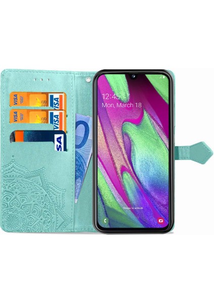 Samsung A40 Flip Kapak Zarif Desen Basit Iş Deri (Yurt Dışından) modelleri