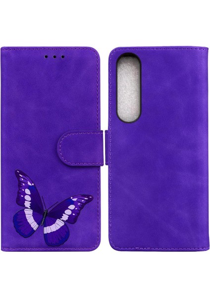Sony Xperia 1 V Kelebek Flip Folio Kapak Cüzdan Renk Baskılı (Yurt Dışından)