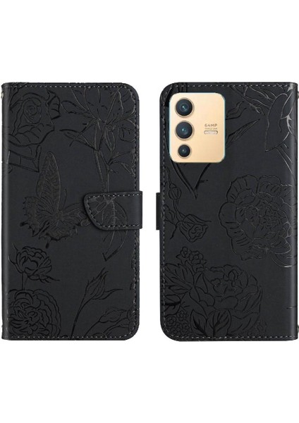 Vivo V23 5g Çiçekler ve Kelebekler Için Kılıf Darbeye Deri Kılıf Pu (Yurt Dışından)