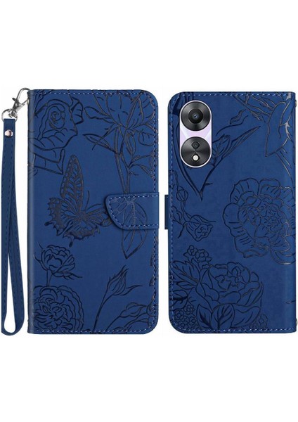 Oppo A78 4g Darbeye Deri Kılıf Çiçekler ve Kelebekler Için Kılıf (Yurt Dışından)