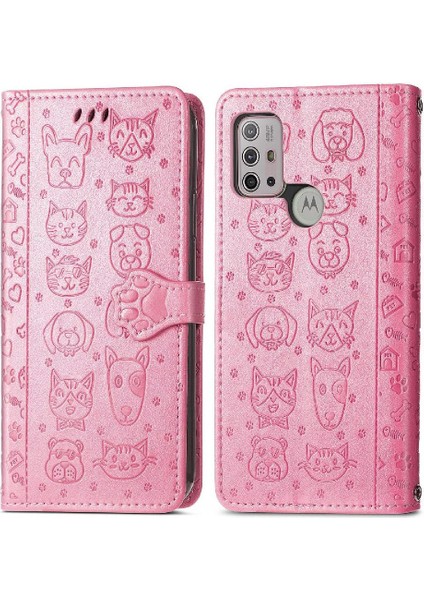 Moto G30 Kısa Kayış Karikatür Hayvanlar Için Kılıf Kapak Çevirin Darbeye Vaka (Yurt Dışından)