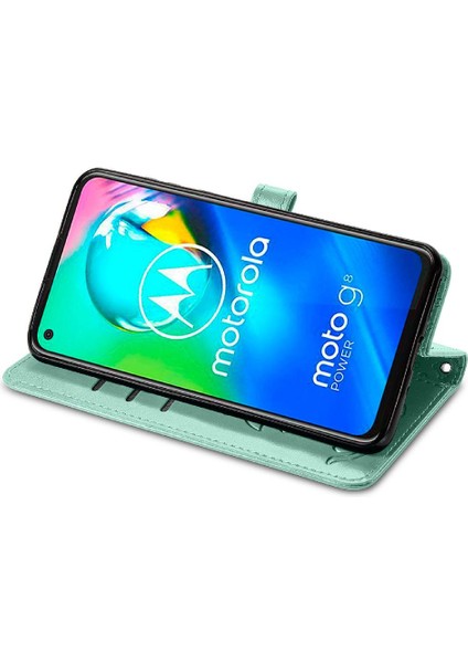Moto G8 Için Kılıf Güç Kapak Kapak Karikatür Hayvanlar Darbeye Deri Kılıf (Yurt Dışından)