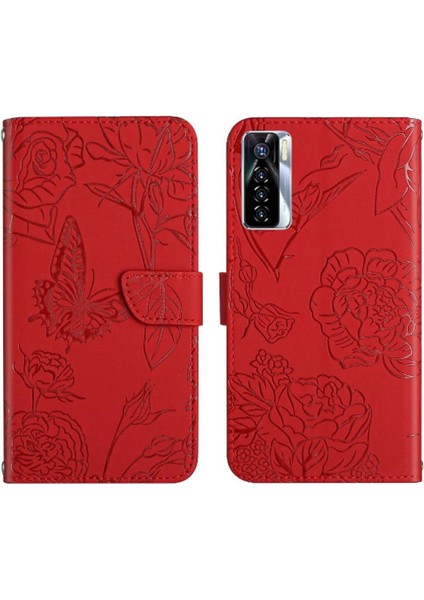 Bdt Shop Tecno Camon 17 Pro Çiçekler ve Kelebekler Anti-Damla Koruma Için Kılıf (Yurt Dışından)