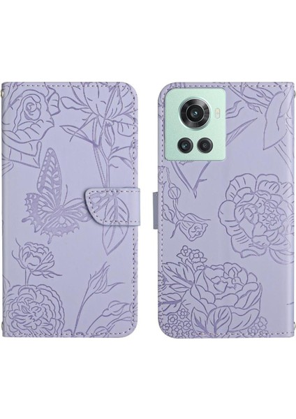 Bilek Kayışı Anti-Damla Koruma Çiçekler ve Pu ile Oneplus 10R Için Kılıf (Yurt Dışından)