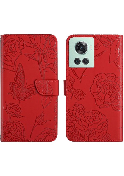 Bilek Kayışı Anti-Damla Koruma Çiçekler ve Pu ile Oneplus 10R Için Kılıf (Yurt Dışından)