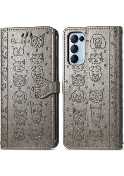 Oppo Oppo 5 Için Kılıf Deri Kılıf Kısa Kayış Kapak Çevirin Karikatür Hayvanlar (Yurt Dışından)