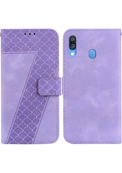 Samsung Galaxy A40 Cüzdan Kart Yuvası Fonksiyonu Için Telefon Kılıfı Kabartmalı Flip (Yurt Dışından)