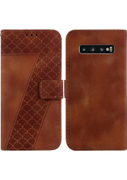 Samsung Galaxy S10 Artı Kart Yuvası Fonksiyonu Için Telefon Kılıfı Pu Deri Flip (Yurt Dışından)
