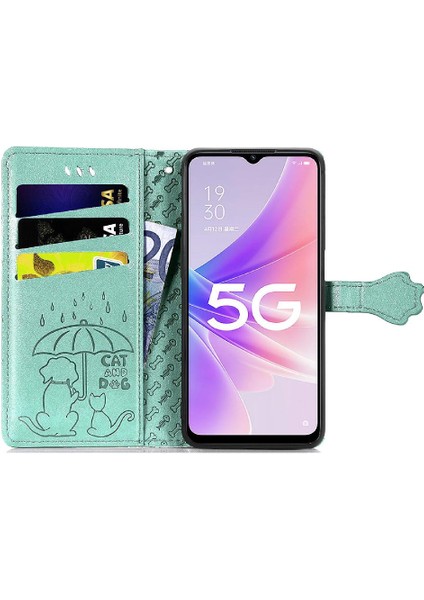 Oppo A57 5g Flip Kapak Için Kılıf Karikatür Hayvanlar Kısa Kayış Deri Kılıf (Yurt Dışından)