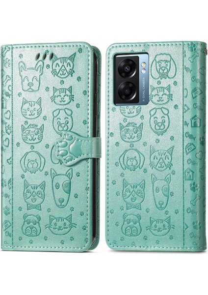 Oppo A57 5g Flip Kapak Için Kılıf Karikatür Hayvanlar Kısa Kayış Deri Kılıf (Yurt Dışından)