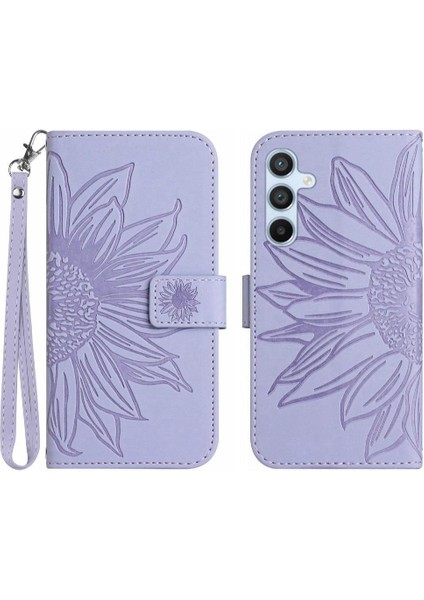 Kart Yuvaları Tutucu Kabartmalı Ayçiçeği ile Samsung Galaxy S23 Fe Için Kılıf (Yurt Dışından)