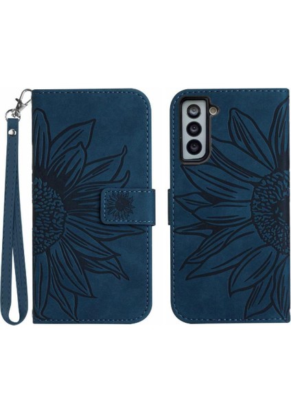 Samsung Galaxy S21 Artı Kısa Kayış Kabartmalı Ayçiçeği Flip Telefon (Yurt Dışından)