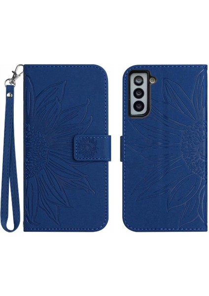 Samsung Galaxy S21 Artı Kısa Kayış Kabartmalı Ayçiçeği Flip Telefon (Yurt Dışından)