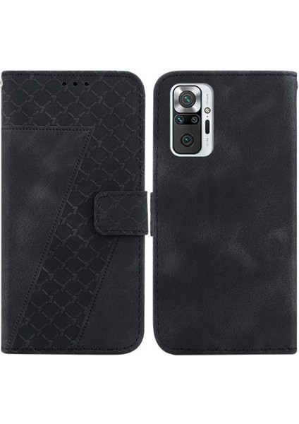 Telefon Kılıfı Için Xiaomi Redmi Not 10 Pro/max Flip Folio Kapak Kabartmalı Pu (Yurt Dışından)