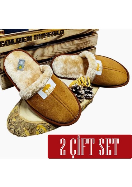 2 Çift Ev Terliği Yünlü Misafir Çeyiz Bohça Gelin Damat Terliği