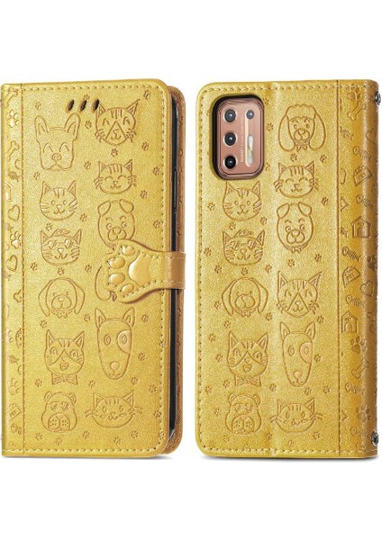 Moto G9 Artı Kısa Kayış Kapak Kapak Karikatür Hayvanlar Deri Kılıf (Yurt Dışından) fiyatları