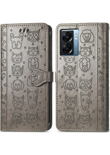 Oppo A57 5g Flip Kapak Için Kılıf Karikatür Hayvanlar Kısa Kayış Deri Kılıf (Yurt Dışından)