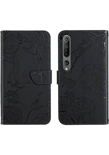 Bilek Kayışı ile Xiaomi 10/10 Pro Için Kılıf Pu Deri Kapak Çevirin Çiçekler (Yurt Dışından)
