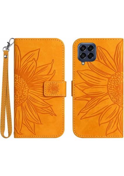 Samsung Galaxy M53 5g Lüks Pu Deri Kısa Kayış Kartı ile (Yurt Dışından)