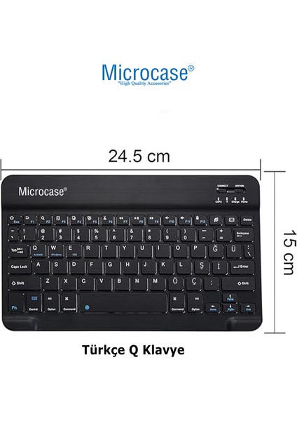 ipad 7-8-9-10. Nesil Tablet Çanta + Türkçe Bluetooth Klavye+Mouse+Tablet Standı-Siyah AL8126