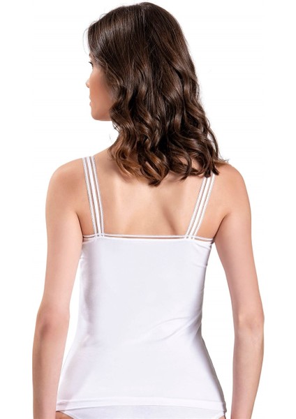 Kadın Beyaz V Yaka İp Askılı Atlet fiyatları