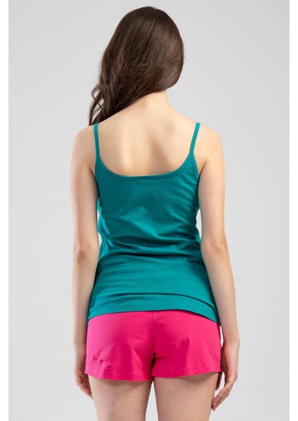 Kadın Mint İp Askılı Şortlu Pijama Takımı