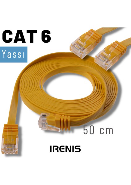 50 cm Cat6 Kablo Yassı Ethernet Network Lan Ağ Internet Kablosu