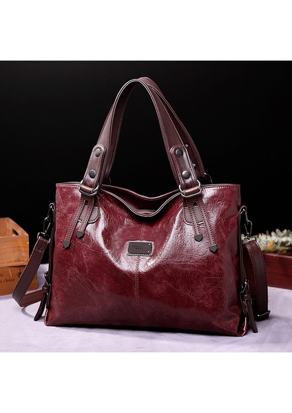 2024 Yeni Retro Fashion Tamamen Casual Soft Leather One Shoulder Crossbody Büyük Yetenek Kadınların Çantası (Yurt Dışından)