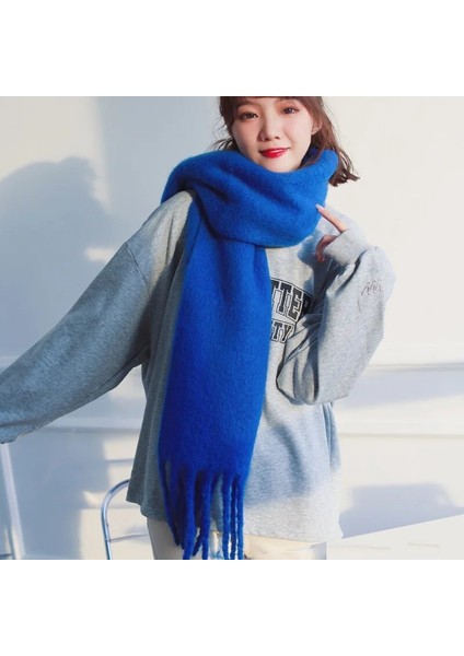 Zavallı Yavaş Mohair Wool Kadınlar Scarf New Klein Blue Scarf Women Shawl Turbans For Warm Bib Bufandas Multicoloesr De Mujer (Yurt Dışından)