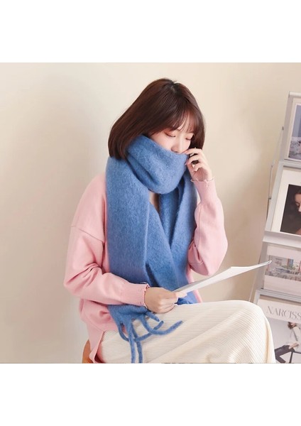 Zavallı Yavaş Mohair Wool Kadınlar Scarf New Klein Blue Scarf Women Shawl Turbans For Warm Bib Bufandas Multicoloesr De Mujer (Yurt Dışından)