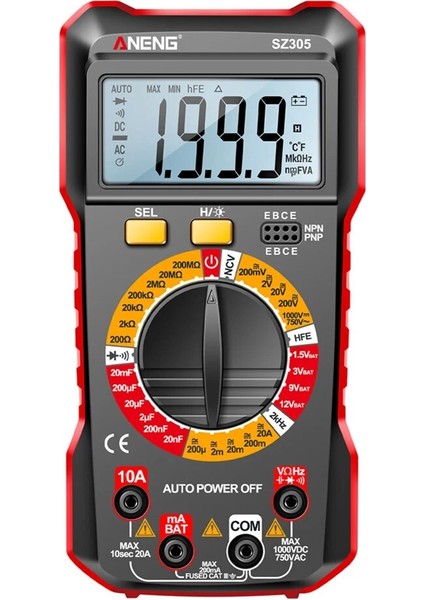 Diode/hfe Transistor Kontrolü Için Dijital Çoklumetre Büyük Ekran Akıllı Çoklumetre 1999 Ncv Çoklumetre Diode/hfe Kontrolü (Yurt Dışından)