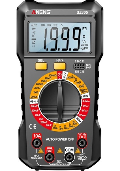 Diode/hfe Transistor Kontrolü Için Dijital Çoklumetre Büyük Ekran Akıllı Çoklumetre 1999 Ncv Çoklumetre Diode/hfe Kontrolü (Yurt Dışından)