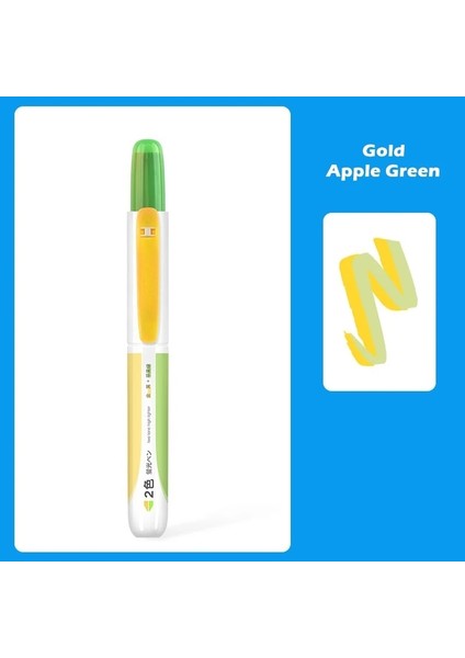 Altın Elma Yeşili Stili 2 Çizgi Rengi Fosforlu Kalem Kalem Floresan Işaretleyici Nokta Kalemi Çizim Için Vurgulama Boya Ofis Okul Öğrenci Günlüğü F457 (Yurt Dışından)