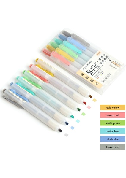 6 Adet Pastel Set Stili Et Geri Çekilebilir Fosforlu Kalemler Doldurulabilir Pastel Fosforlu Kalem Kalem Günlük Kayıt Için Floresan Işaretleyiciler Okul Ofis Malzemeleri (Yurt Dışından)