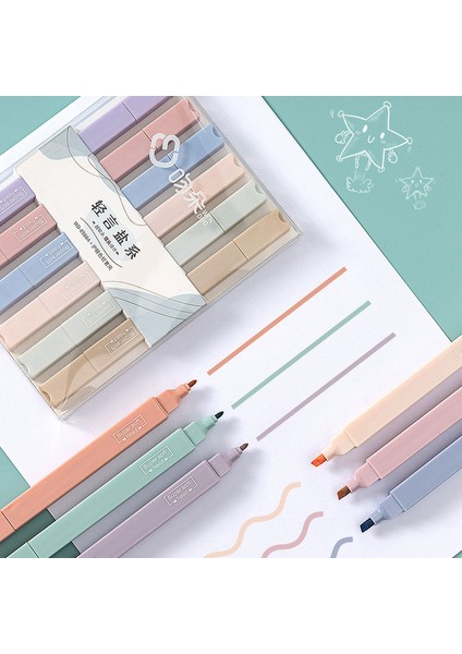 Tuz Seti A Stili Macaron Çift Uçlu Fosforlu Kalemler Sanat Marker Kawaii Şeker Renk Manga Renkli Kalem Yumuşak Uçlu Kırtasiye Öğrenci Malzemeleri (Yurt Dışından) modelleri