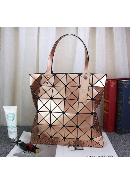 Klasik Altı Çerçeve Yeni Parlak Pu Moda Trendi Geometrik Elmas Kafes Çanta Kadın Çantası Katlanır Yüz Değişim Omuz Çantası (Yurt Dışından)
