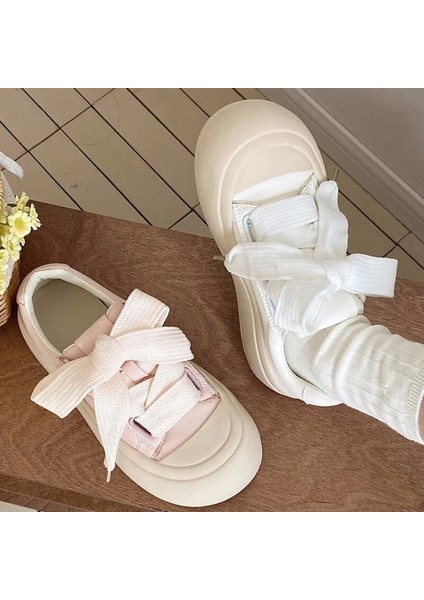 Beyaz Pembe Büyük Baş Kalın Aşağı Kadınların Ayakları Normal Moda Hafif Platformu (Yurt Dışından) fiyatları
