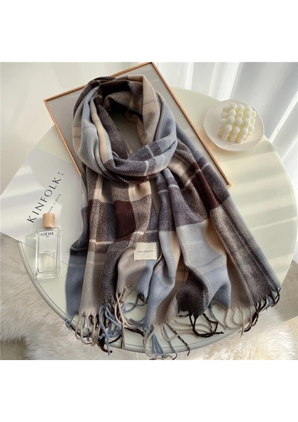 Kalın Soğuk Kış Scarf Tasarımı Kadınları Bastır Cashmere Pashmina Shawl Lady Wrap Tel Scarves Ted Men Foulard Blanket (Yurt Dışından)