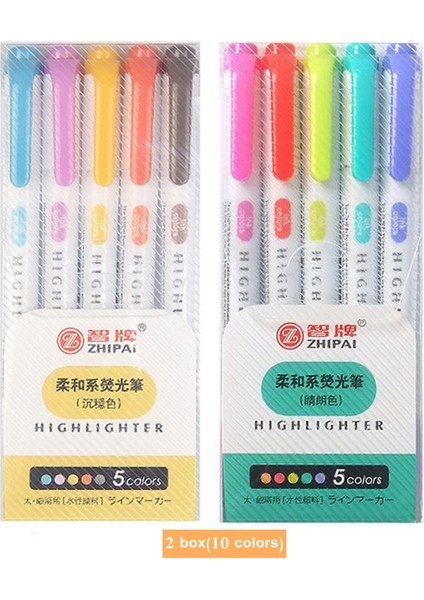 10 Renk-B Tarzı Renkler Çift Başlı Floresan Kalem Yaratıcı Fosforlu Kalemler Sanat Marker Peool Malzemeleri Sevimli Kawaii Kırtasiye (Yurt Dışından)