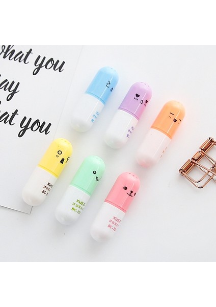 6 Adet Tarzı Lot Kapsüller Şekillendirici Fosforlu Kalem Vitamin Hapı Vurgu Işaretleyici Renkli Kalemler Ofis Kırtasiye Okul Malzemeleri (Yurt Dışından) fiyatları