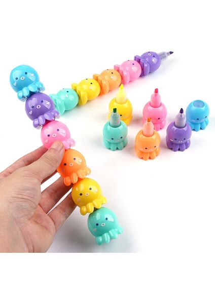 Renkli Ahtapot Fosforlu Ucu Marker Kalemler Pastel Renkler Çocuklar Için Bebekler Çocuklar Noel Doğum Günü Yaratıcı Hediyeler (Yurt Dışından) modelleri