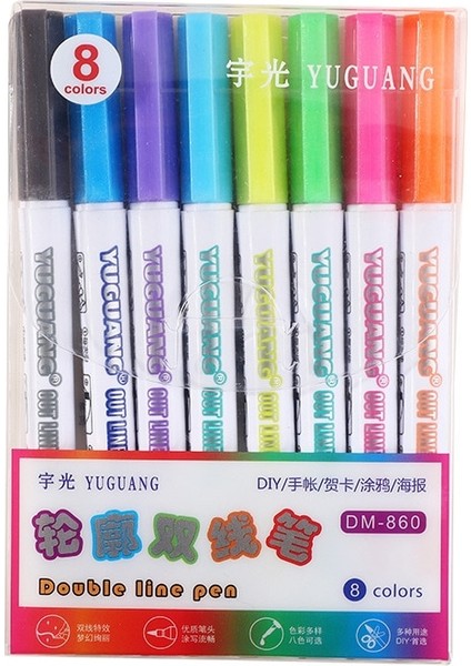 8 Renk Bir Stil Et Renkli Çift Çizgi Kalem Fosforlu Floresan Işaretleyici Şeker Renk Öğrenci Okul Posteri Için Çok Renkli El Not Kalem (Yurt Dışından)