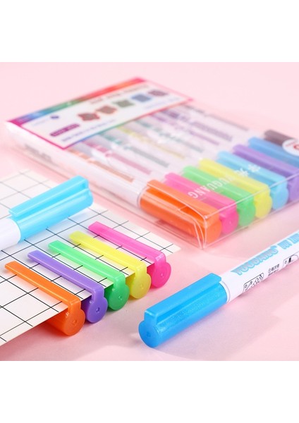 8 Renk Bir Stil Et Renkli Çift Çizgi Kalem Fosforlu Floresan Işaretleyici Şeker Renk Öğrenci Okul Posteri Için Çok Renkli El Not Kalem (Yurt Dışından) fırsatları