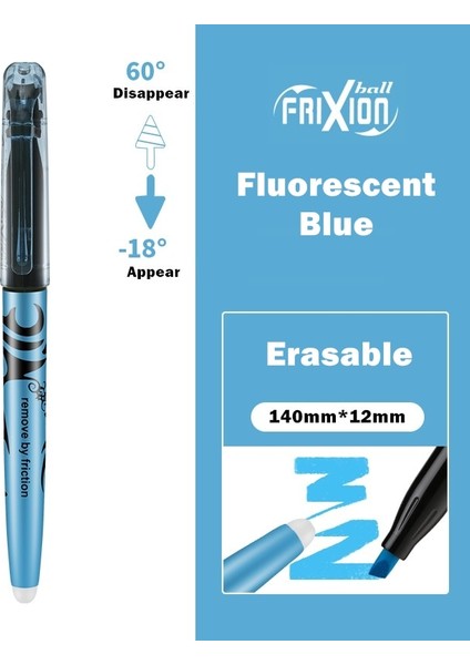 Floresan Mavi Tarzı Lot Silinebilir Fosforlu Kalem Sıcak Kaybolan Sürtünme Floresan Pastel Doğa Renk Işaretleyici Astar Çizim Yazı F250 (Yurt Dışından)