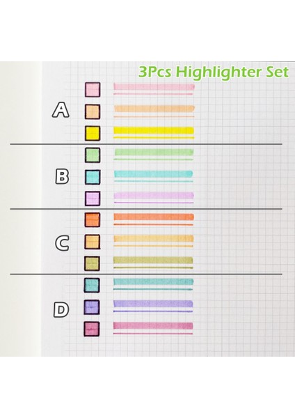 3 Renk-B Tarzı Marker Kalem Seti Pastel Fosforlu Çift Ucu Marcadores Dıy Dergisi Scrapook Okul Malzemeleri Kırtasiye (Yurt Dışından)