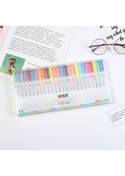 Lacivert Tarzı 25 Renk Çift Kafa Fosforlu Kalem Sevimli Kalem Seti Mildliner Sanat Malzemeleri Pastel Işaretleyici Kalemler Öğrenci Okul Ofis Kırtasiye Işareti (Yurt Dışından) indirimleri